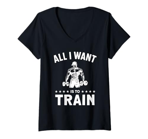 Damen Alles was ich Will ist trainieren T-Shirt mit V-Ausschnitt Damen Alles was ich Will ist trainieren T-Shirt mit V-Ausschnitt von Great All I Want Is To Train Apparel