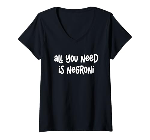 Damen Alles was du brauchst ist Negroni T-Shirt mit V-Ausschnitt Damen Alles was du brauchst ist Negroni T-Shirt mit V-Ausschnitt von Great All You Need Is Negroni Apparel