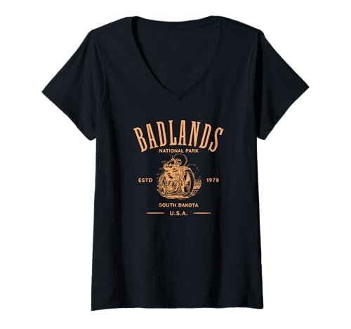 Damen Badlands South Dakota Motorrad Biker Design T-Shirt mit V-Ausschnitt Damen Badlands South Dakota Motorrad Biker Design T-Shirt mit V-Ausschnitt von Great Badlands South Dakota Souvenirs and Designs