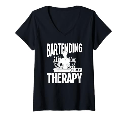 Damen Barkeeper ist Meine Therapie T-Shirt mit V-Ausschnitt Damen Barkeeper ist Meine Therapie T-Shirt mit V-Ausschnitt von Great Bartending Is My Therapy Apparel
