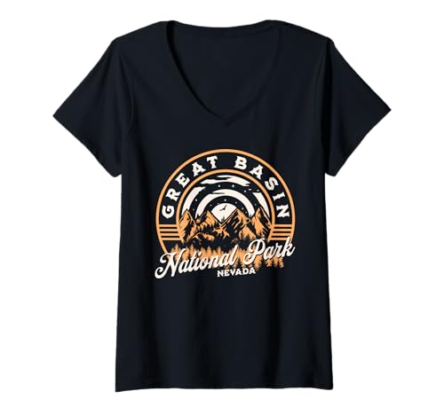 Damen Great-Basin-Nationalpark T-Shirt mit V-Ausschnitt von Great Basin National Park Nevada USA Outdoor Retro