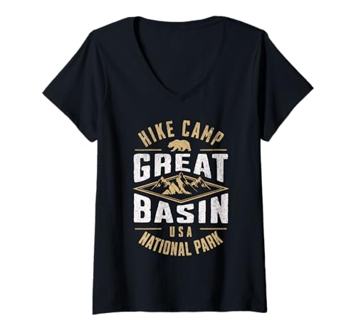 Damen Great-Basin-Nationalpark T-Shirt mit V-Ausschnitt von Great Basin National Park Nevada USA Outdoor Retro