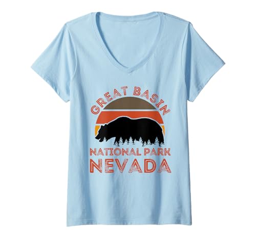 Damen Great-Basin-Nationalpark T-Shirt mit V-Ausschnitt von Great Basin National Park Nevada USA Outdoor Retro