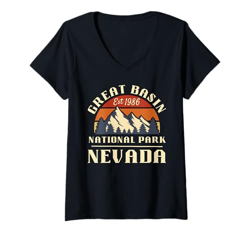 Damen Great-Basin-Nationalpark T-Shirt mit V-Ausschnitt von Great Basin National Park Nevada USA Outdoor Retro