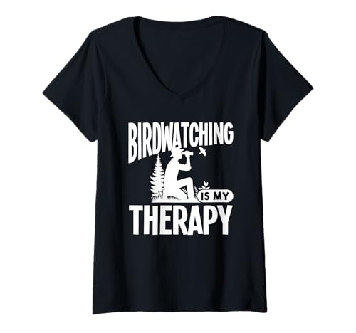 Damen Vogelbeobachtung ist Meine Therapie T-Shirt mit V-Ausschnitt Damen Vogelbeobachtung ist Meine Therapie T-Shirt mit V-Ausschnitt von Great Birdwatching Is My Therapy Apparel