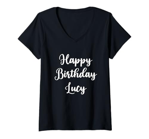 Damen Alles Gute zum Geburtstag Lucy T-Shirt mit V-Ausschnitt Damen Alles Gute zum Geburtstag Lucy T-Shirt mit V-Ausschnitt von Great Birthday Outfits For Girls Called Lucy