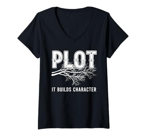 Damen Lustiges Plot It Builds Charakterbuch Lesen Lehrer Geschenke T-Shirt mit V-Ausschnitt Damen Lustiges Plot It Builds Charakterbuch Lesen Lehrer Geschenke T-Shirt mit V-Ausschnitt von Great Book Reading Book Enjoyer Apparel