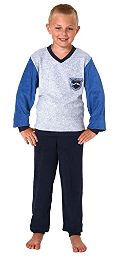 Toller Jungen Frottee Pyjama Langarm Schlafanzug mit Bündchen - 212 501 13 802, Farbe:Navy, Größe:134-140 von Great Boy