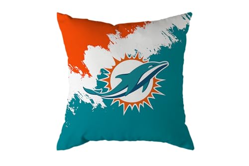 NFL Kissen Miami Dolphins Football Cushion Brush Pillow Sofakissen 50x50cm von Great Branding