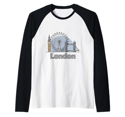 Niedliches London-England-Souvenir für Kinder, Kleinkinder, Jungen und Mädchen Raglan Niedliches London-England-Souvenir für Kinder, Kleinkinder, Jungen und Mädchen Raglan von Great Britain City Bridge Clock Wheel for Kids