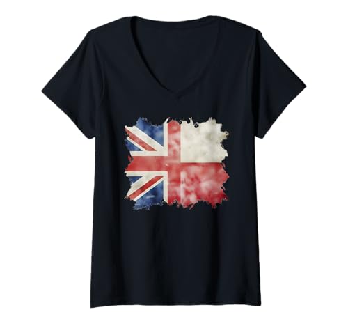 Damen Halbe britische und polnische Flagge von Großbritannien, Polen, Union Jack T-Shirt mit V-Ausschnitt Damen Halbe britische und polnische Flagge von Großbritannien, Polen, Union Jack T-Shirt mit V-Ausschnitt von Great Britain Poland Both Vintage Pride Heritage