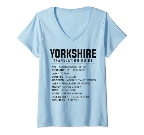 Damen Yorkshire Slang Idea Übersetzungsleitfaden Proud Yorkshire T-Shirt mit V-Ausschnitt Damen Yorkshire Slang Idea Übersetzungsleitfaden Proud Yorkshire T-Shirt mit V-Ausschnitt von Great Britain UK & Yorkshire Idea For Kids Apparel