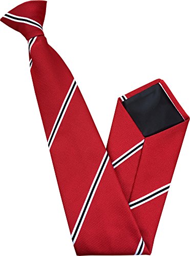 Great British Tie Club Herren Clip auf Krawatte - Rot mit Weiß & Schwarz Streifen von Great British Tie Club