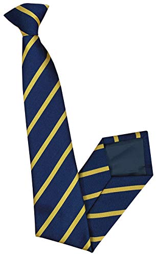 Great British Tie Club Herren Krawatte zum Anklipsen, Marineblau mit goldfarbenen Streifen von Great British Tie Club