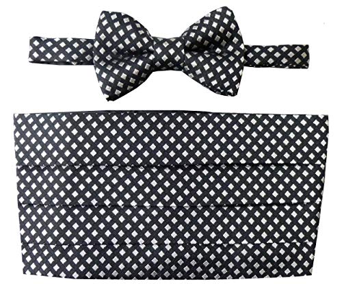 Great British Tie Club Schwarz & Silber Kariert Kummerbund Set: Inklusive Fliege und Taschentuch von Great British Tie Club