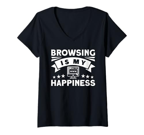 Damen Surfen ist Mein Glück T-Shirt mit V-Ausschnitt Damen Surfen ist Mein Glück T-Shirt mit V-Ausschnitt von Great Browsing Is My Happiness Apparel
