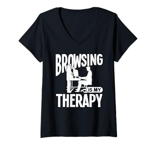 Damen Surfen ist Meine Therapie T-Shirt mit V-Ausschnitt Damen Surfen ist Meine Therapie T-Shirt mit V-Ausschnitt von Great Browsing Is My Therapy Apparel