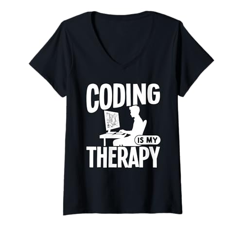 Damen Programmieren ist Meine Therapie T-Shirt mit V-Ausschnitt Damen Programmieren ist Meine Therapie T-Shirt mit V-Ausschnitt von Great Coding Is My Therapy Apparel