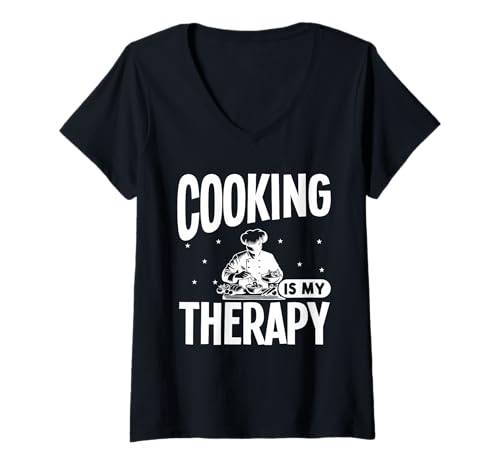 Damen Kochen ist Meine Therapie T-Shirt mit V-Ausschnitt Damen Kochen ist Meine Therapie T-Shirt mit V-Ausschnitt von Great Cooking Is My Therapy Apparel