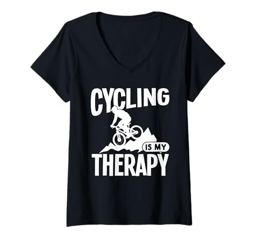 Damen Radfahren ist Meine Therapie T-Shirt mit V-Ausschnitt Damen Radfahren ist Meine Therapie T-Shirt mit V-Ausschnitt von Great Cycling Is My Therapy Apparel
