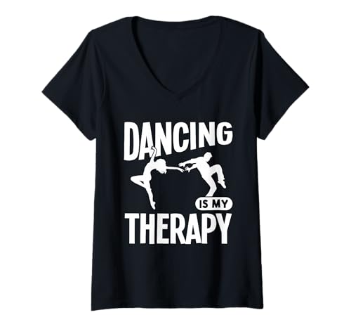 Damen Tanzen ist Meine Therapie T-Shirt mit V-Ausschnitt Damen Tanzen ist Meine Therapie T-Shirt mit V-Ausschnitt von Great Dancing Is My Therapy Apparel