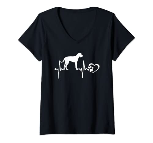Damen Great Dane Dog Paw Heartbeat Funny Puppy Lover T-Shirt mit V-Ausschnitt Damen Great Dane Dog Paw Heartbeat Funny Puppy Lover T-Shirt mit V-Ausschnitt von Great Dane Dog Paw Heartbeat Puppy Lover