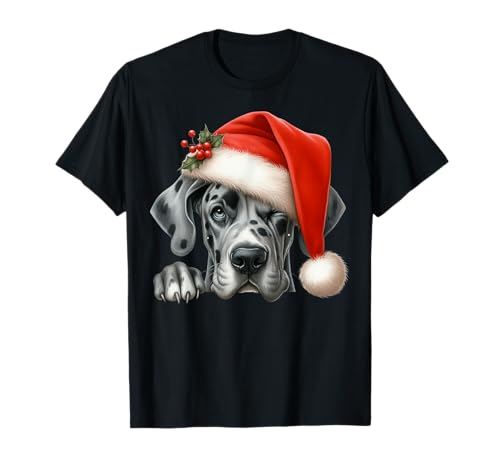 Deutsche Dogge Weihnachtsmütze Hund Mama Papa T-Shirt Deutsche Dogge Weihnachtsmütze Hund Mama Papa T-Shirt von Great Dane Dog Tees NYC