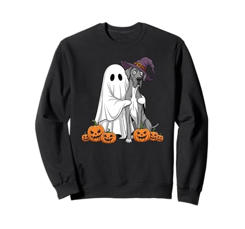 Lustiger Geist Dogge Kürbis Halloween Kinder Herren Damen Sweatshirt von Great Dane Lovers Cute Halloween Outfits Boy Girl
