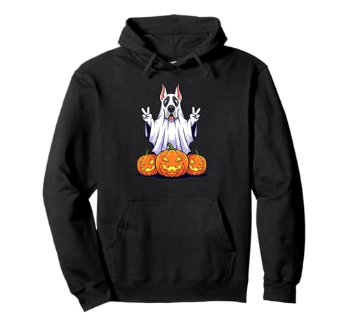 Dogge Hund Geist Kürbis Boo Halloween Kinder Herren Damen Pullover Hoodie Dogge Hund Geist Kürbis Boo Halloween Kinder Herren Damen Pullover Hoodie von Great Dane Lovers Halloween Ghost Pumpkin Outfits