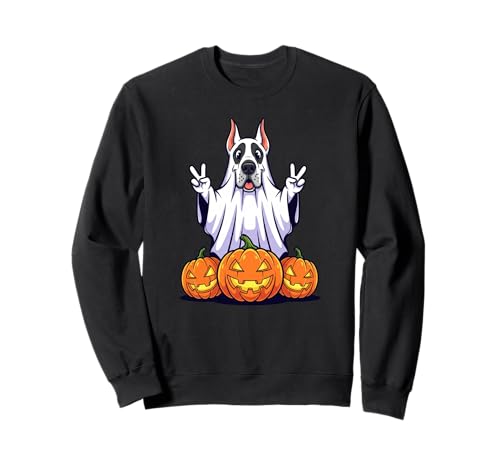 Dogge Hund Geist Kürbis Boo Halloween Kinder Herren Damen Sweatshirt Dogge Hund Geist Kürbis Boo Halloween Kinder Herren Damen Sweatshirt von Great Dane Lovers Halloween Ghost Pumpkin Outfits