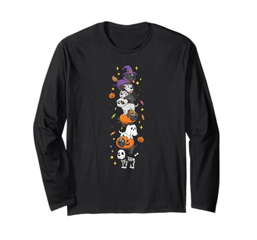 Dogge Hexe Vampir Geist Halloween Kinder Herren Damen Langarmshirt Dogge Hexe Vampir Geist Halloween Kinder Herren Damen Langarmshirt von Great Dane Lovers Halloween Skeleton Mummy Outfits