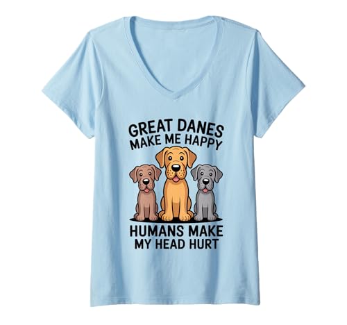 Damen Deutsche Doggen Machen Mich glücklich Menschen Machen Meinen Kopf WEH T-Shirt mit V-Ausschnitt Damen Deutsche Doggen Machen Mich glücklich Menschen Machen Meinen Kopf WEH T-Shirt mit V-Ausschnitt von Great Dane Owner Vibes