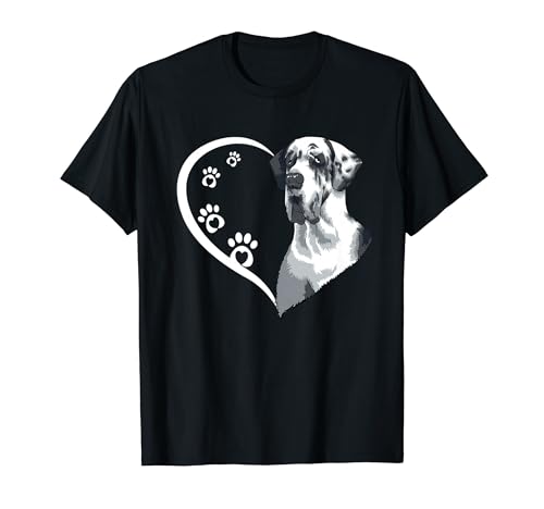 Deutsche Dogge T-Shirts für Frauen Mädchen Deutsche Dogge T-Shirt Herz T-Shirt von Great Dane T Shirt & Tees Co
