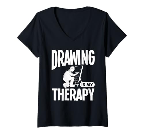 Damen Zeichnen ist Meine Therapie T-Shirt mit V-Ausschnitt Damen Zeichnen ist Meine Therapie T-Shirt mit V-Ausschnitt von Great Drawing Is My Therapy Apparel
