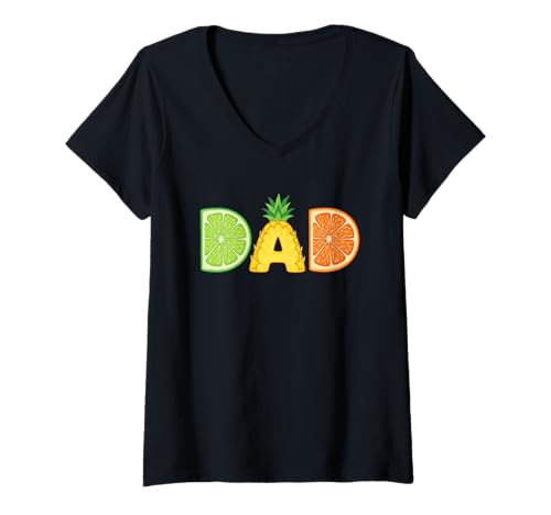Damen Lustiges Fruchtstück für Papa, Obstliebhaber, Sommervater T-Shirt mit V-Ausschnitt Damen Lustiges Fruchtstück für Papa, Obstliebhaber, Sommervater T-Shirt mit V-Ausschnitt von Great Family Fruit Costume For Summer Vacation