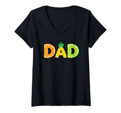 Damen Lustiges Fruchtstück für Papa, Obstliebhaber, Sommervater T-Shirt mit V-Ausschnitt Damen Lustiges Fruchtstück für Papa, Obstliebhaber, Sommervater T-Shirt mit V-Ausschnitt von Great Family Fruit Costume For Summer Vacation