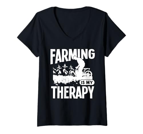 Damen Landwirtschaft ist Meine Therapie T-Shirt mit V-Ausschnitt Damen Landwirtschaft ist Meine Therapie T-Shirt mit V-Ausschnitt von Great Farming Is My Therapy Apparel