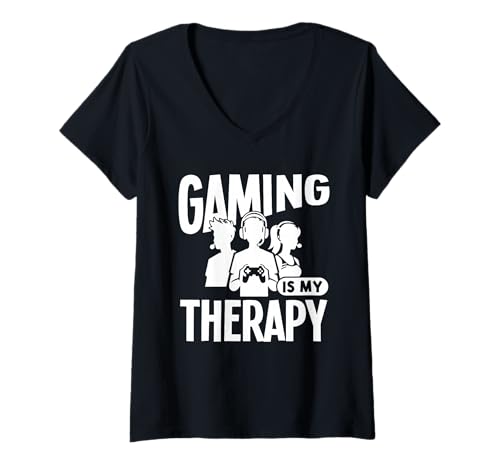 Damen Gaming ist Meine Therapie T-Shirt mit V-Ausschnitt Damen Gaming ist Meine Therapie T-Shirt mit V-Ausschnitt von Great Gaming Is My Therapy Apparel