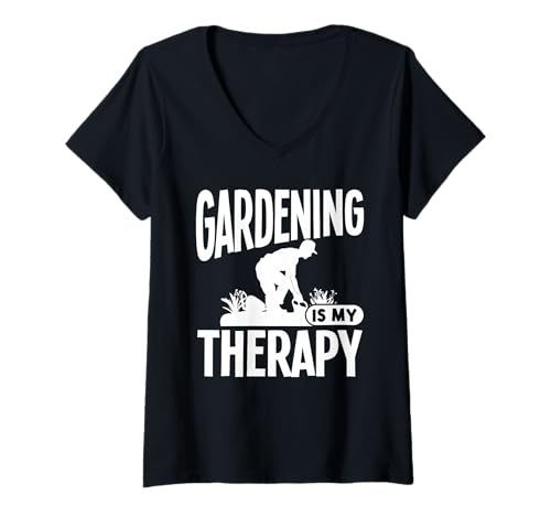 Damen Gärtnern ist Meine Therapie T-Shirt mit V-Ausschnitt von Great Gardening Is My Therapy Apparel