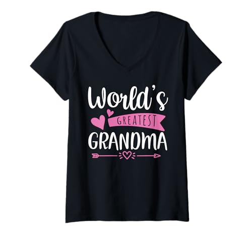Damen Muttertags-T-Shirt mit Aufschrift World's Greatest Grandma T-Shirt mit V-Ausschnitt Damen Muttertags-T-Shirt mit Aufschrift World's Greatest Grandma T-Shirt mit V-Ausschnitt von Great Grandma Mothers Day Tshirts