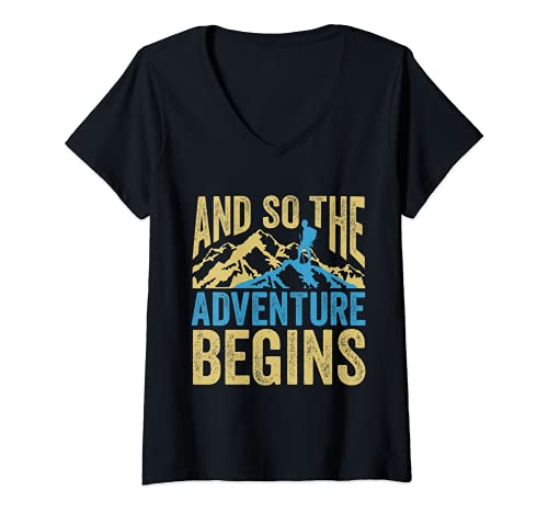 Damen Lustiges Camping Abenteuer Perfekte Familie Camp Liebhaber T-Shirt mit V-Ausschnitt Damen Lustiges Camping Abenteuer Perfekte Familie Camp Liebhaber T-Shirt mit V-Ausschnitt von Great Happy Campers Tee MMHA