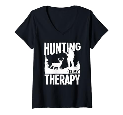 Damen Jagen ist Meine Therapie T-Shirt mit V-Ausschnitt Damen Jagen ist Meine Therapie T-Shirt mit V-Ausschnitt von Great Hunting Is My Therapy Apparel