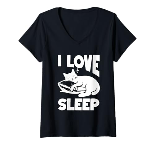 Damen Grafik-T-Shirt Ich liebe Schlaf Lustiger Humor T-Shirt mit V-Ausschnitt von Great I Love Sleep Apparel Sleeping Napping Gifts