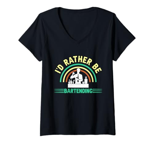 Damen Ich wäre Lieber Barkeeper T-Shirt mit V-Ausschnitt Damen Ich wäre Lieber Barkeeper T-Shirt mit V-Ausschnitt von Great I'd Rather Be Bartending Apparel