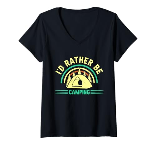 Damen Ich würde Lieber campen T-Shirt mit V-Ausschnitt von Great I'd Rather Be Camping Apparel