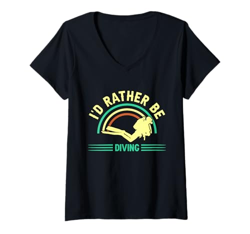 Damen Ich würde Lieber tauchen T-Shirt mit V-Ausschnitt Damen Ich würde Lieber tauchen T-Shirt mit V-Ausschnitt von Great I'd Rather Be Diving Apparel