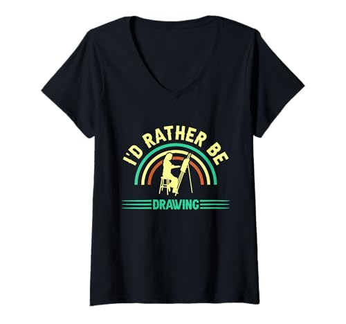 Damen Ich würde Lieber zeichnen T-Shirt mit V-Ausschnitt Damen Ich würde Lieber zeichnen T-Shirt mit V-Ausschnitt von Great I'd Rather Be Drawing Apparel