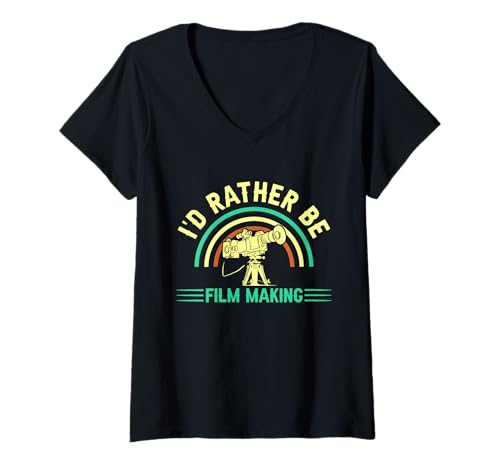 Damen Ich würde Lieber Filme Machen T-Shirt mit V-Ausschnitt von Great I'd Rather Be Film Making Apparel
