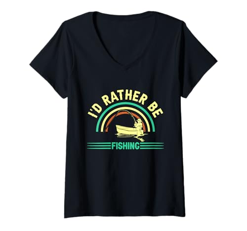 Damen Ich gehe Lieber Angeln T-Shirt mit V-Ausschnitt Damen Ich gehe Lieber Angeln T-Shirt mit V-Ausschnitt von Great I'd Rather Be Fishing Apparel