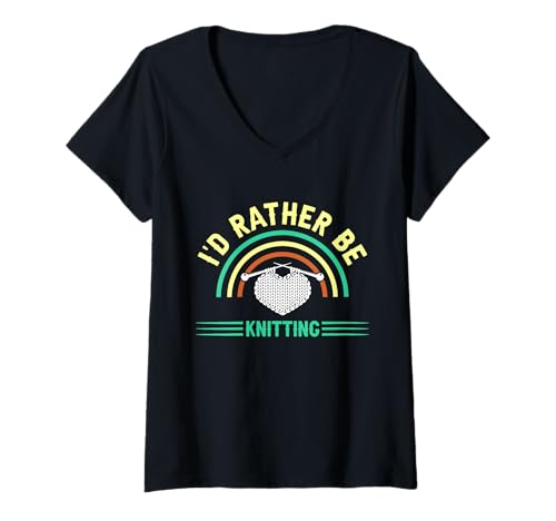 Damen Ich Stricke Lieber T-Shirt mit V-Ausschnitt Damen Ich Stricke Lieber T-Shirt mit V-Ausschnitt von Great I'd Rather Be Knitting Apparel